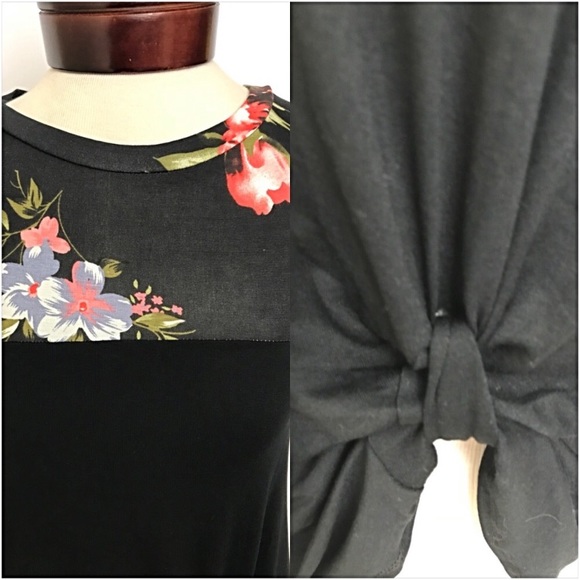 📍SALE Floral Knot Front Tunic Top Stretchy S - Picture 4 of 4